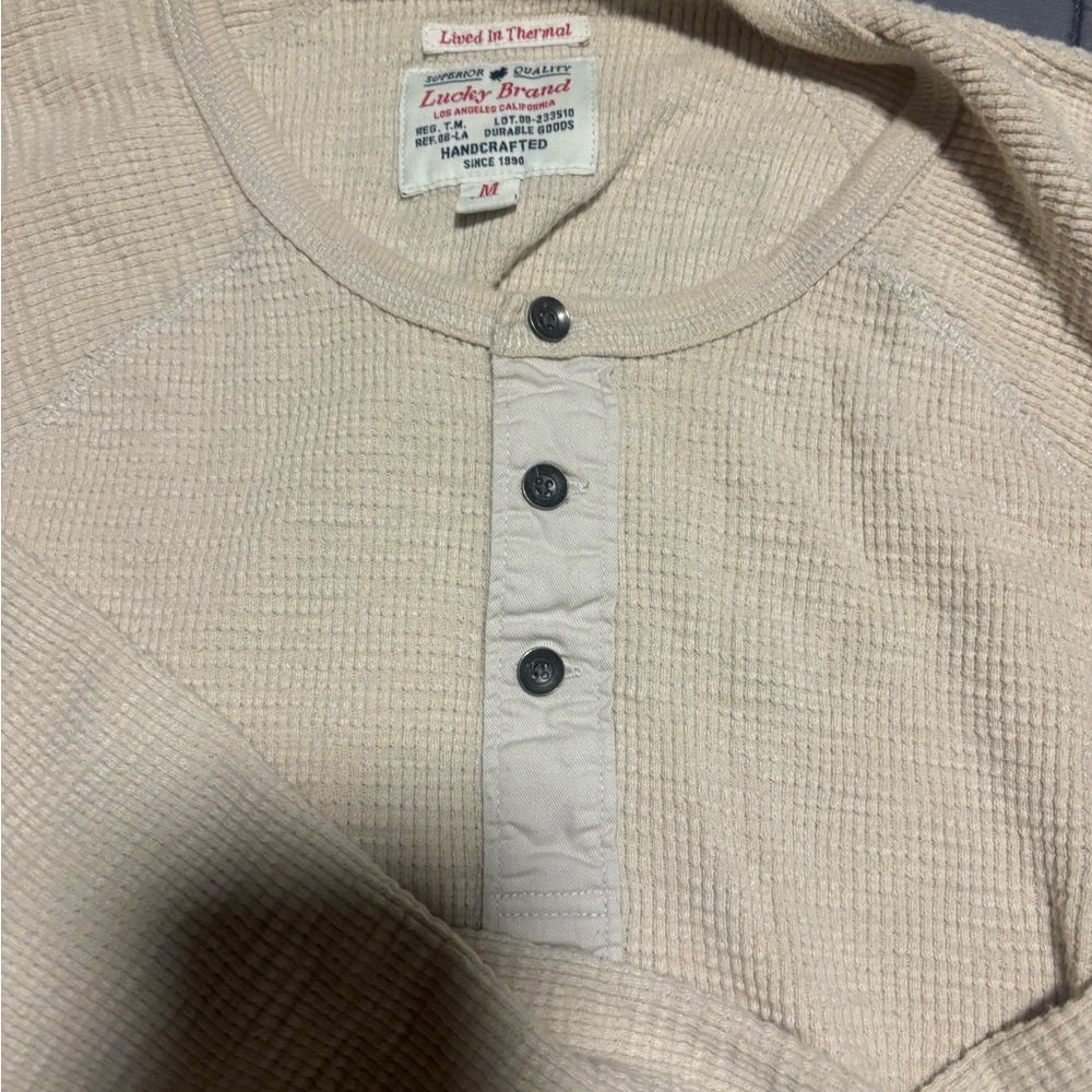 Lucky Brand Off-White Henley Long Sleeve Shirt - Picture 2 of 3
